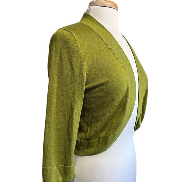 NWT Jessica Howard Open-Front Cardigan Shrug Bolero Women Large Avocado Green - Picture 3 of 7